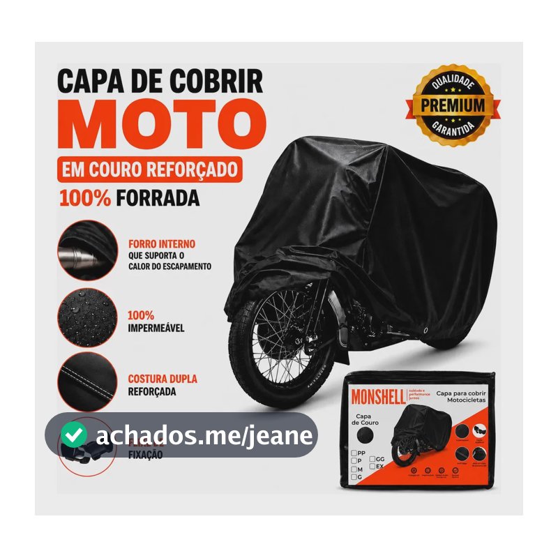 Capa moto couro PROTEGE Impermeável cor Preto G