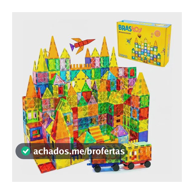 Brastoy Blocos Magnéticos 130 Peças Brinquedo Educativo 130 Blocos
