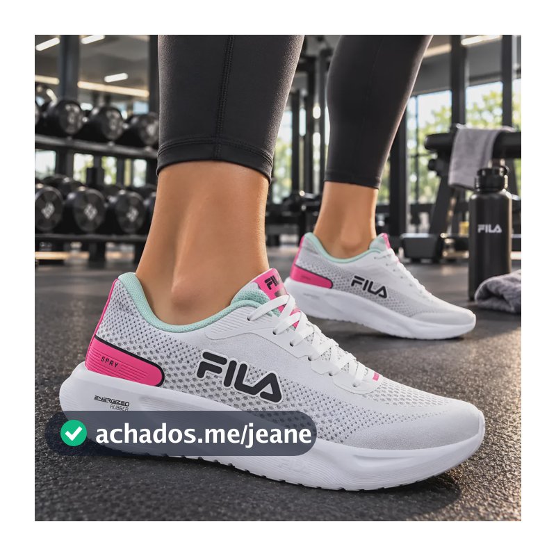 Tênis Fila Feminino Spry Esportivo Corrida Treino Caminhada Branco/preto/rosa Mesh 37
