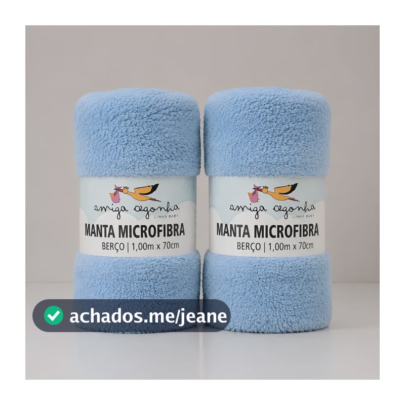 Kit 2 Mantas Microfibra Bebê Berço 1mx70cm Macia Quentinha Liso Kit 2 Azul
