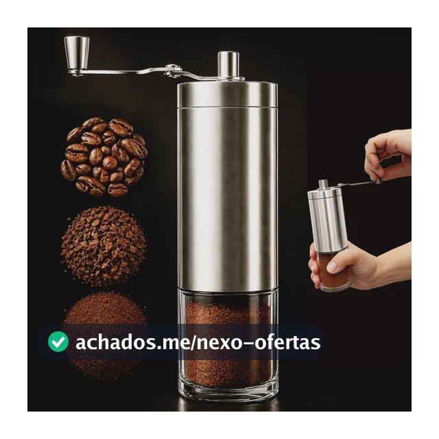 Moedor De Café Manual Compacto Em Inox C/ Ajuste De Moagem Prateado