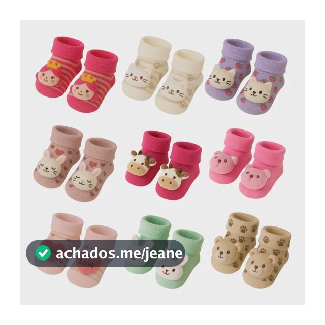Kit 04 Pares Meia Bebê Bichinho Infantil Inverno Pelúcia 3 D