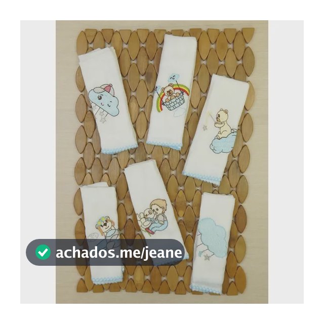 Paninho De Boca Fralda Bebe Infantil Bordada Enxoval Kit 6pç Menino