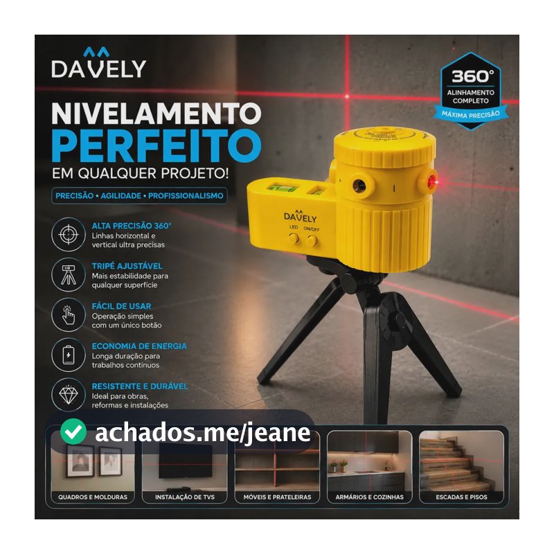 Nivelador A Laser Digital Nível Profissional Com Tripé Ajustável 360° Alinhamento Profissional Multifuncional Linhas Horizontal Vertical Obras Reformas Quadros TV's Davely