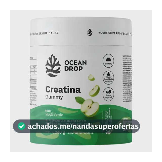 Creatina Monohidratada 100% Pura Vegana Gummy Ocean Drop Limao | 30 Doses