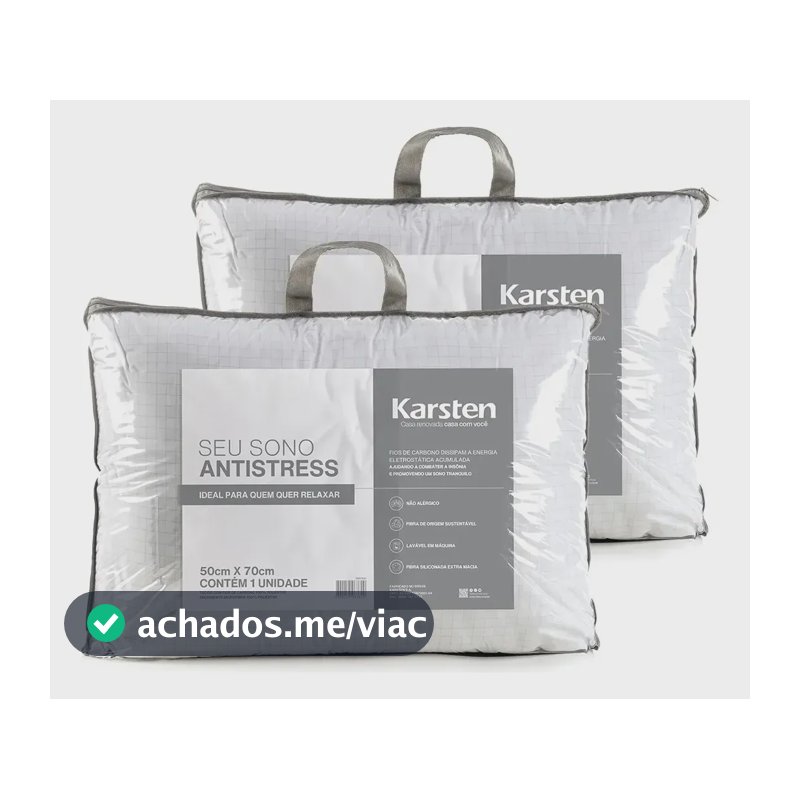 Kit 2 Travesseiros Antialérgico 50x70cm Hotelaria Karsten