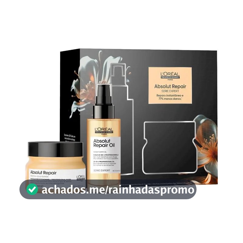 Kit Absolut Repair Gold Quinoa L'Oréal Óleo 90ml + Máscara 250ml