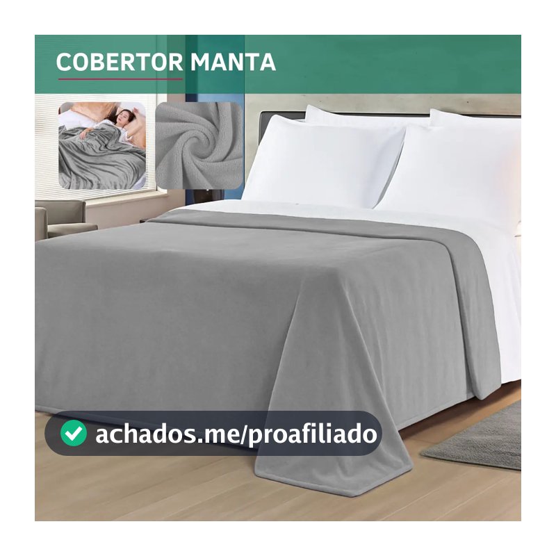 Cobertor Manta Microfibra Casal Super Macio Quentinho Toque Aveludado Hotel Luxo Confortável Premium Cor Cinza
