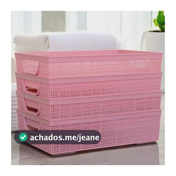 Kit 4 Cestos Organizadores Armário Gaveta Lavanderia 2litros Rosa