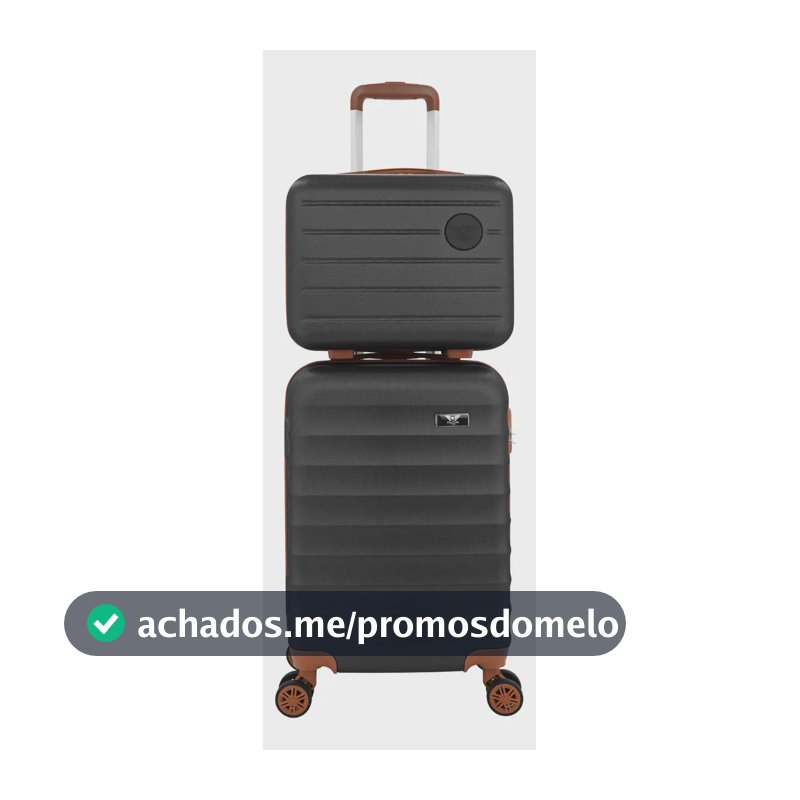 Kit Mala De Viagem Bordo Mão Pequena 10kg Abs Cadeado 360 Cor Preto