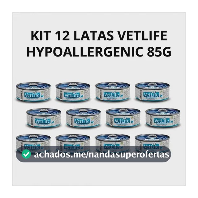 Kit C12 Ração Umida Vetlife Gatos Hypoallergenic Pork Potato