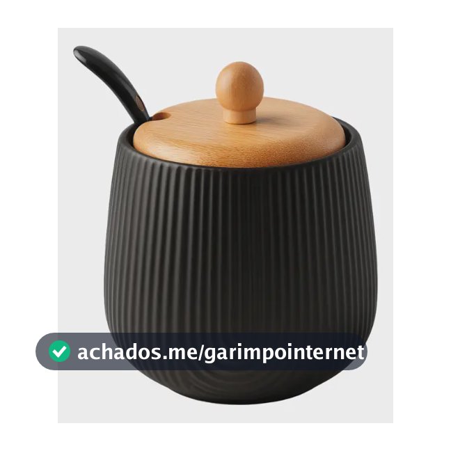 Açucareiro Cerâmica Com Colher E Tampa De Bambu Oasis Preto