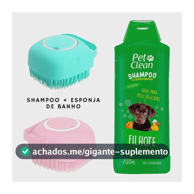 Shampoo Pet 700ml + Escova Silicone Dispenser Cães Gatos Filhote