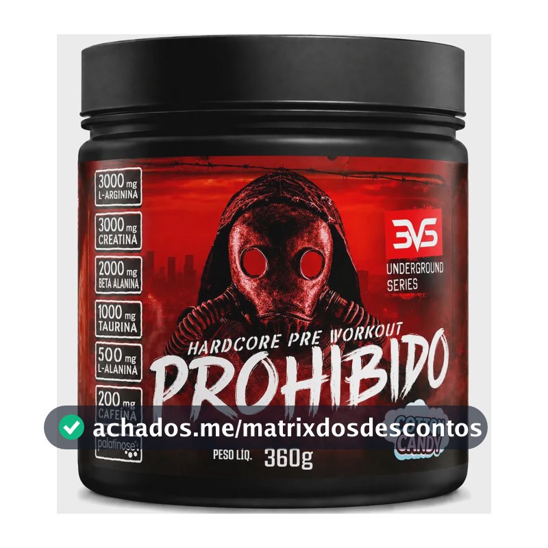 Prohibido Pré Treino 360g - Sabor: Cotton Candy - A Combinação Perfeita De 8 Ingredientes Que Proporcionam Energia Do Início Ao Fim Do Seu Treino