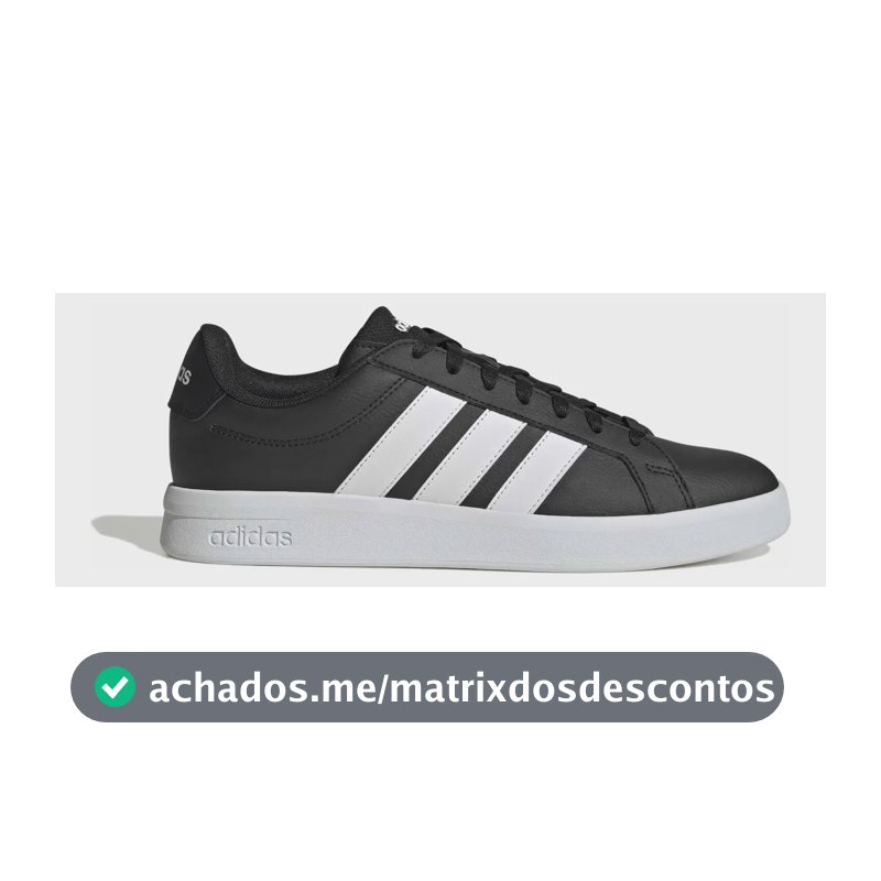 Tênis Masculino Grand Court Base 3.0 adidas Cblack/ftwwht/cblack Liso 40 Br