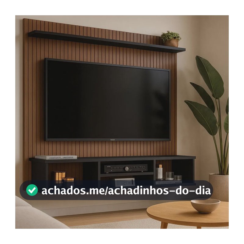 Painel Para Tv Até 50 Polegadas Estante Ripado 3d Everest Preto
