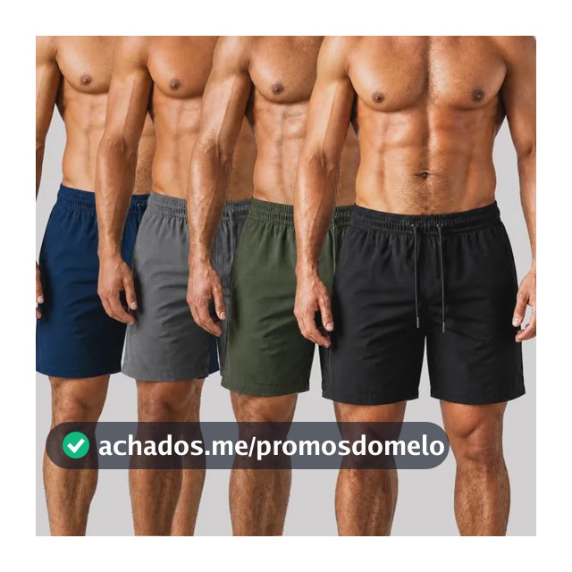 Kit 4 Bermudas Masculinas Short Praia Tactel Academia Treino Preto/verde/cinza/azul-marinho Liso M