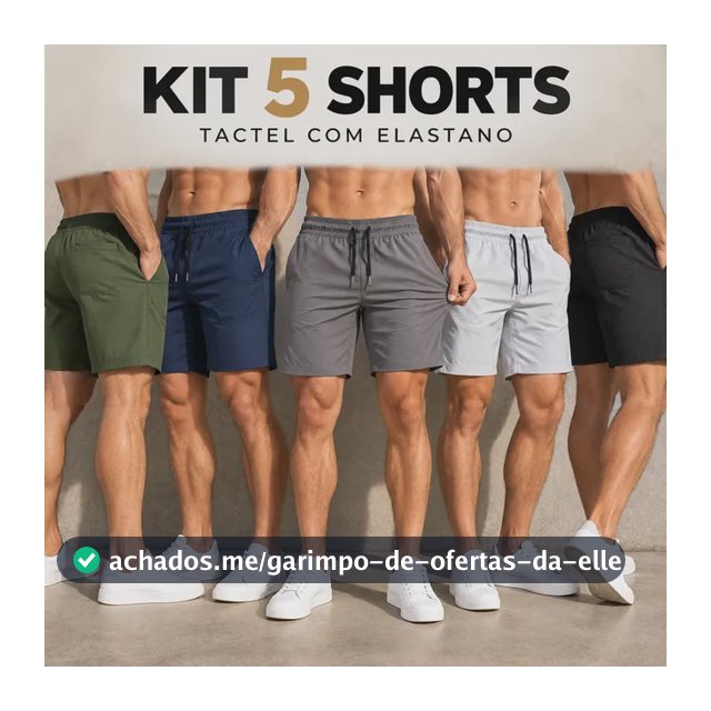 Kit 5 Short Masculino Academia Praia C/ Lycra Tactel Bermuda