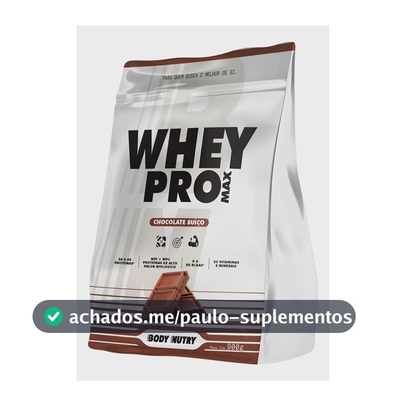 Whey Pro 36 g de proteínas | 8g BCAAs Protein Isolado e Concentrado WPI + WPC Proteína em pó Refil 900g Sabor Chocolate - Body Nutry