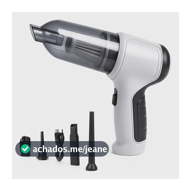 Aspirador Soprador De Pó Portátil Sem Fio Casa Carro 3 Em 1  Cinza 127/220v