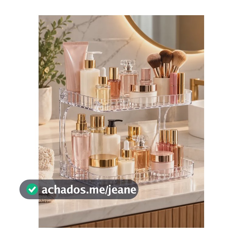 Organizador Porta Maquiagem Banheiro 2 Andares Cosméticos Transparente