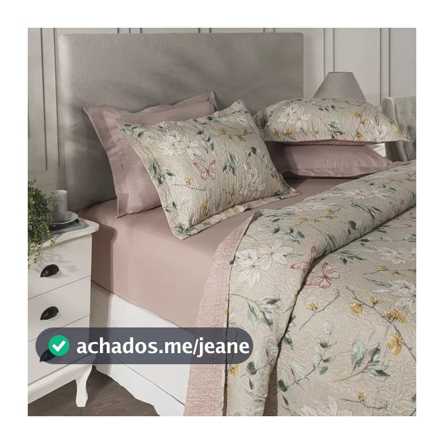 Kit Cobre Leito Colcha Casal 3 Peças Boutis Lisas Dupla Face Porta Travesseiro Aba Americana Isabel Isabel Areia