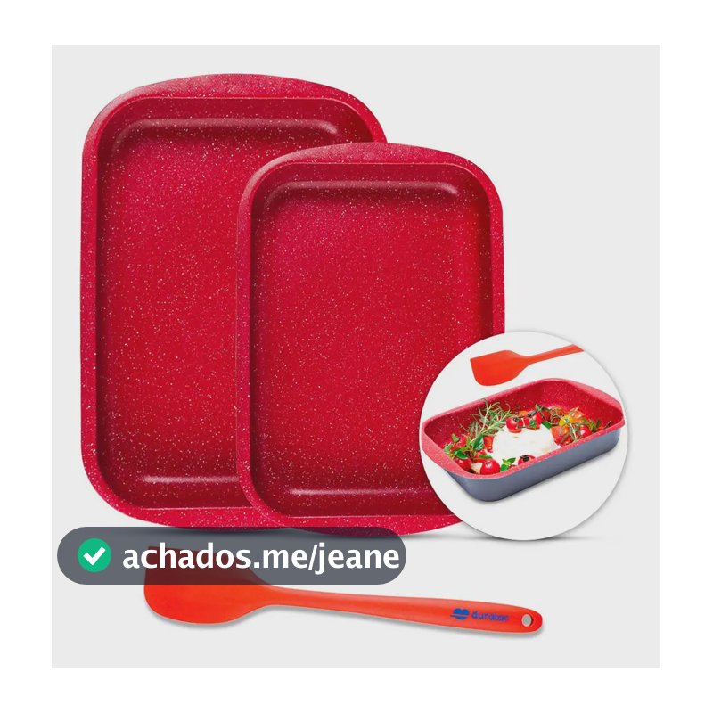 Jogo Assadeiras 3 Peças Espátula Silicone Vermelho Duralar