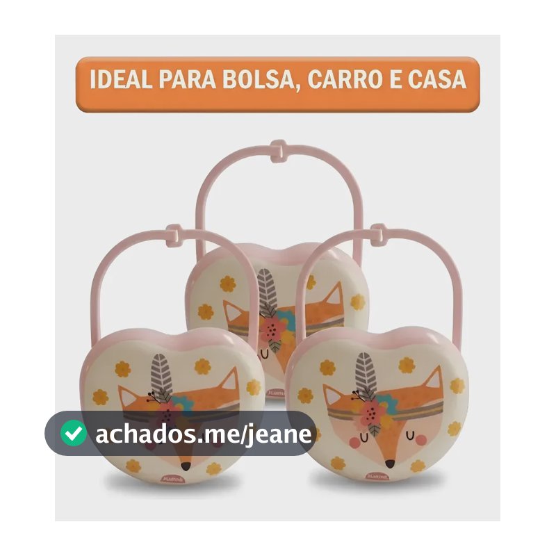 Porta Chupeta Infantil Bebê Kit 2 E 3 Enxoval Passeio Rosa Kit 3 Raposinha
