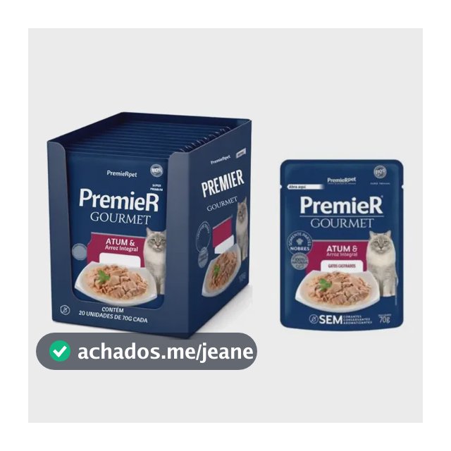 Kit 20 Sachê Premier Gourmet Atum/arroz Gato Castrado 70g