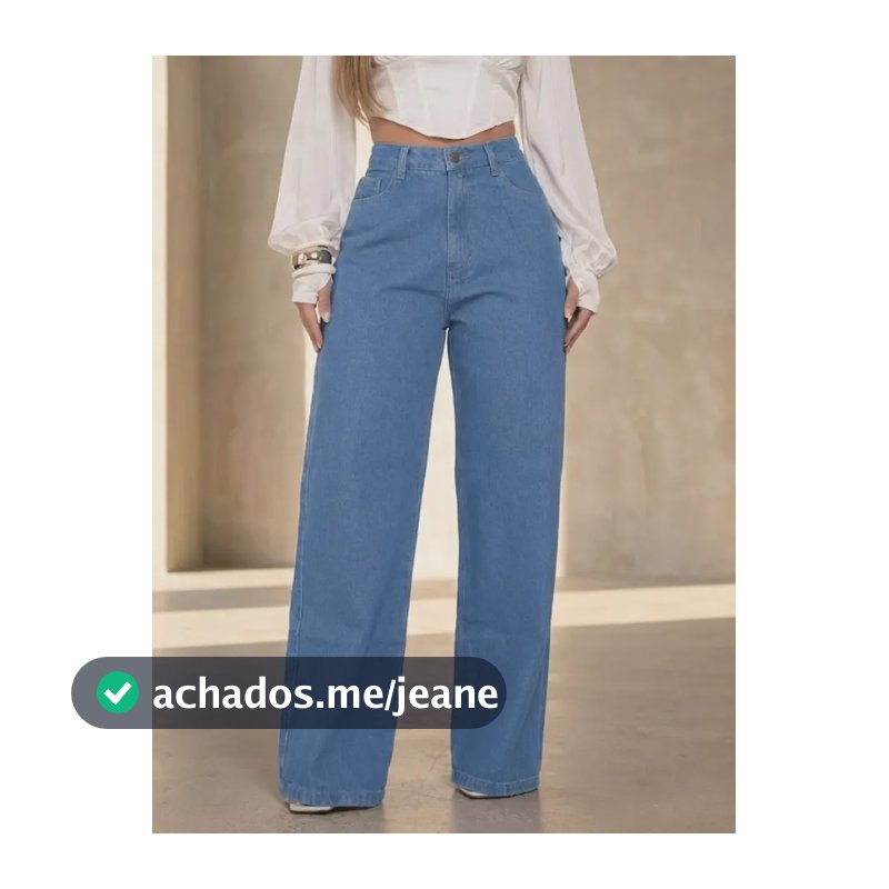 Calça Jeans Wide Leg Feminina Cintura Alta Pantalona Jeans Claro Liso 38