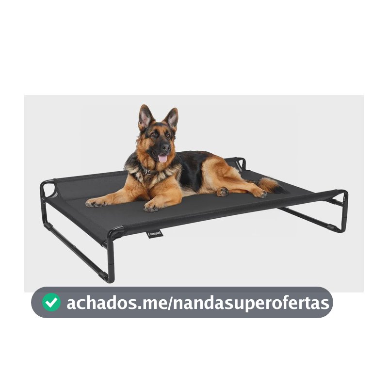 Cama Suspensa Grande Cachorros Looxopet Textilene Preto 120×82×24cm