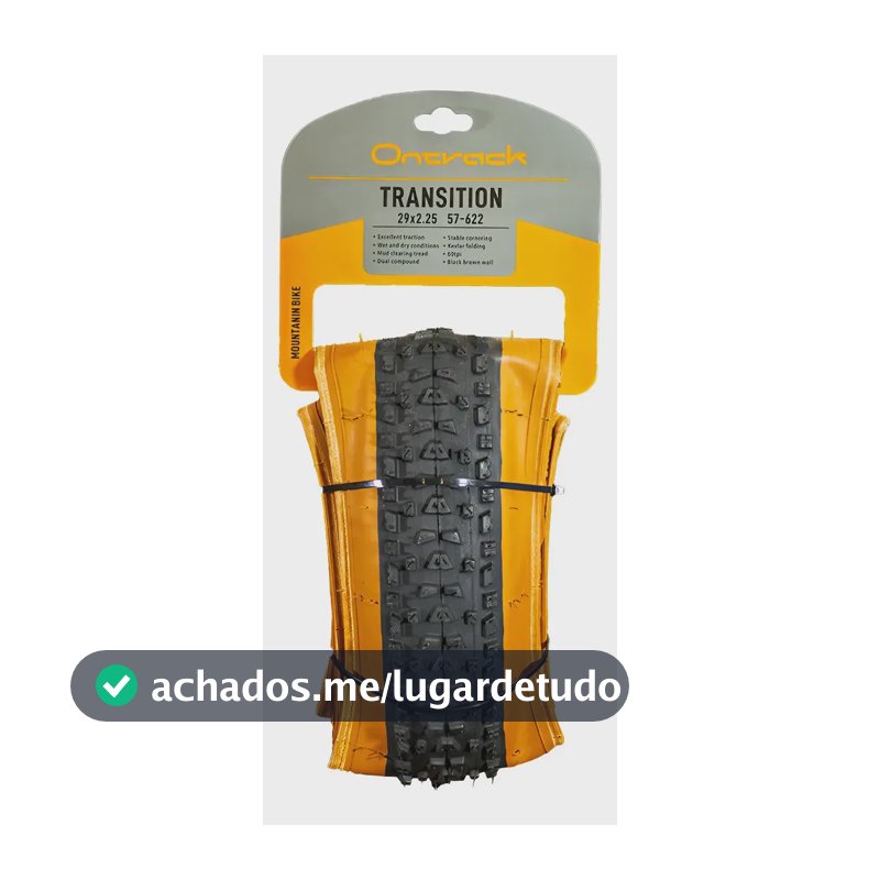 Pneu 29x2.25 Transition Preto Kevlar Tubeless Mtb 60 Tpi Cor Preto Faixa Marrom