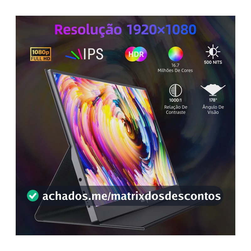 Monitor Portátil Gamer Bettdow de 15.6" Full HD IPS Antirreflexo com Capa