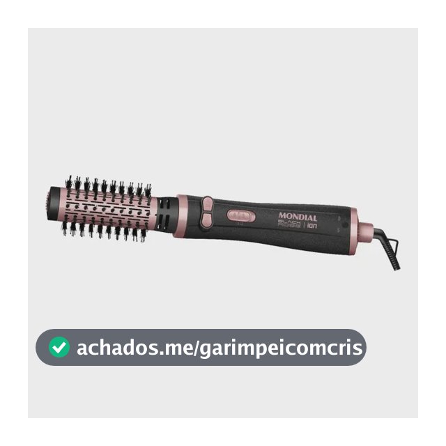 Escova Rotativa Mondial Ceramica Tourmaline Ion 3x1 Erb-01 Rosa 127/220v