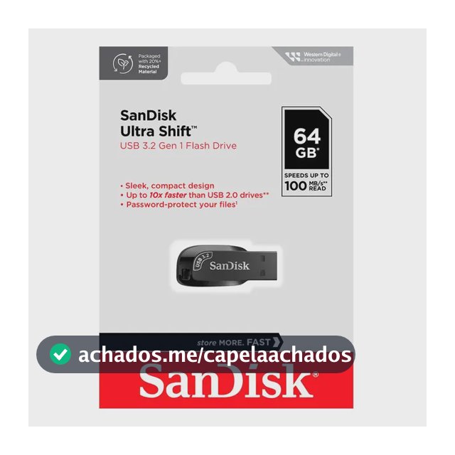 Sandisk Ultra Shift Pendrive 64 Gb 3.2 Preto