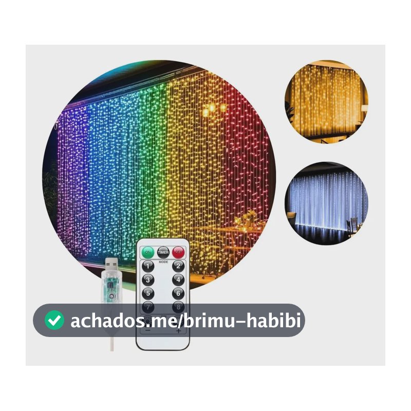 Pisca Cortina 300 Leds 3x3m Usb Ip44 8 Modos Iluminação Luzes Fada Decoração De Natal Festa Colorido Luvinco