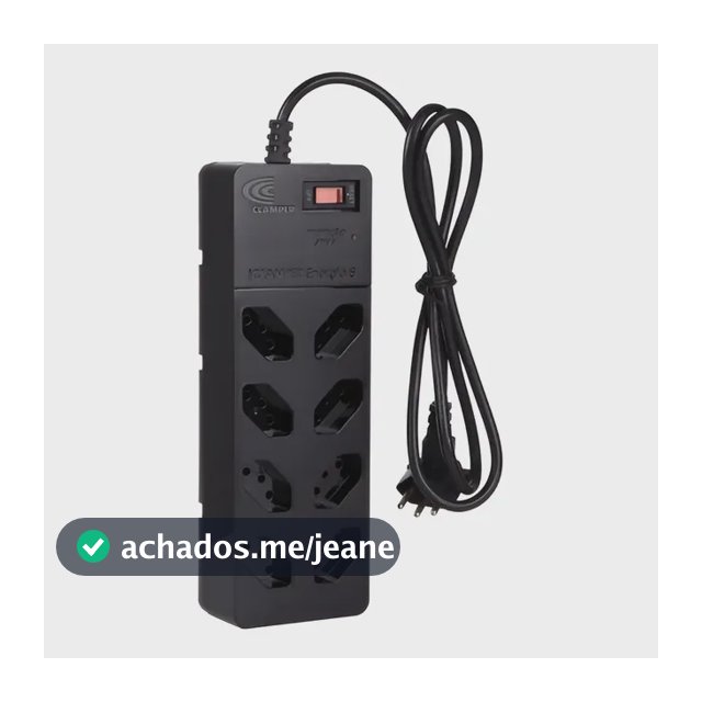 Filtro De Linha Com Dps Iclamper Energia 8 Tomadas Régua Com Tecnologia Lcf Preto 127/220v