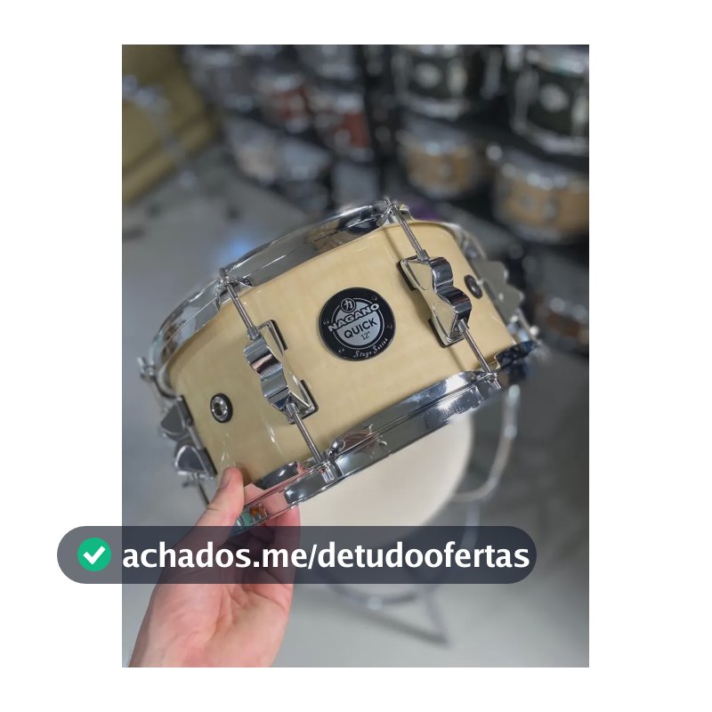 Caixa Bateria 12x6  Quick Nagano Versátil C/baquetas +chave Natural