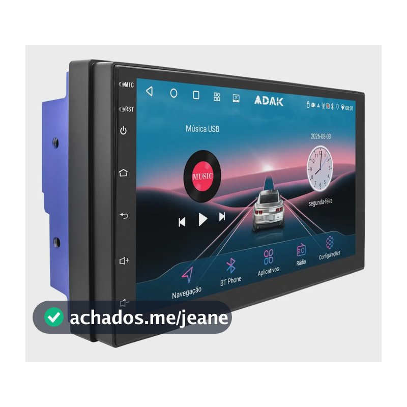 Multimidia 7p Adak Universal Android 15 4gb 64gb Carplay Wifi Bt Gps Preto