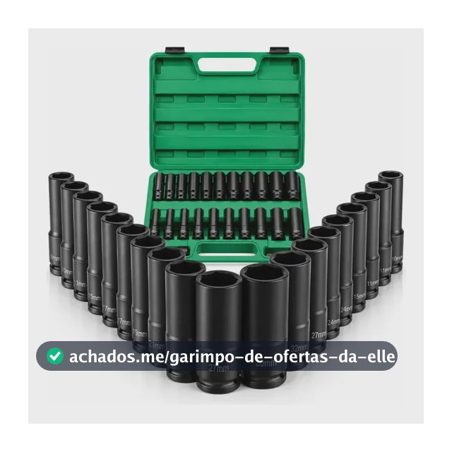 Jogo Soquete Longo Sextavado Impacto 1/2 8 A 32 Mm 15pcs Preto vlx jogo Soquete Longo Sextavado Impacto 1/2 8 A 32 Mm 15pcs