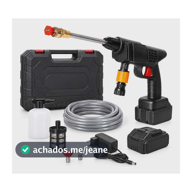 Lavadora Portátil Lava Jato De Alta Pressão 2 Baterias Preto 127/220v