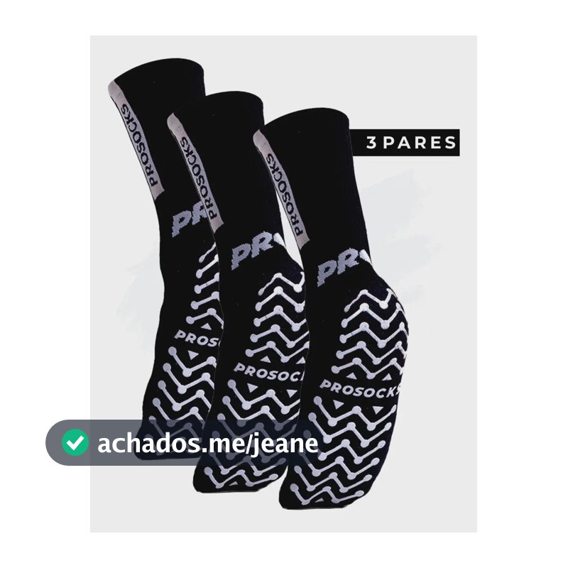 Kit 3 Pares Meia Antiderrapante Futebol Prosocks® Ultragrip Cor 3 Pares Preto Tamanho 38-44