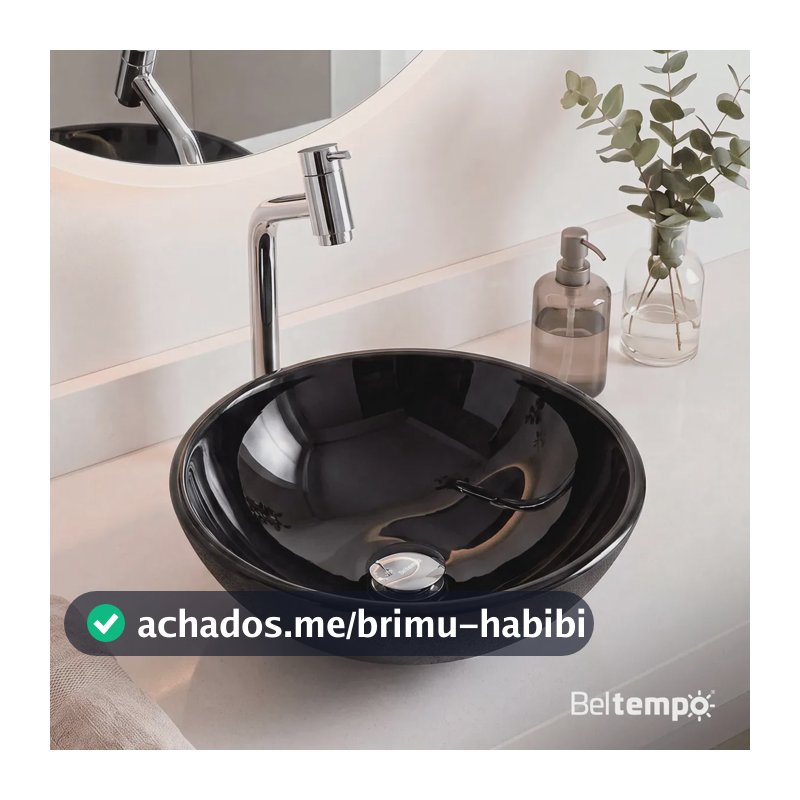 Cuba Pia De Apoio Sobrepor Vidro Redonda 30 cm Preta Banheiro Lavabo Beltempo Bt-4030 Preto Texturizado