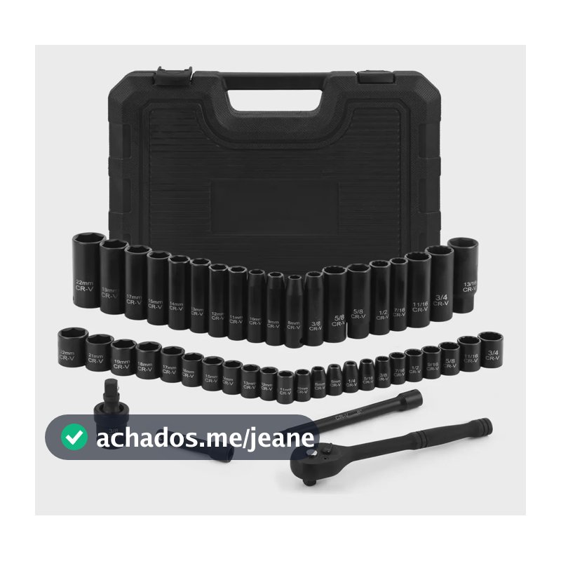 Jogo De Soquete Aço Crv 3/8 Catraca Chave Com Maleta Dobevi Cor Preto