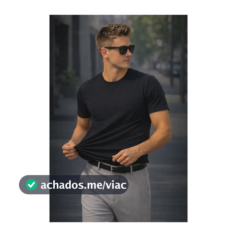 Camiseta Basica Modal Masculina Algodão Malha Peruana Preto Sem Estampa G Liso