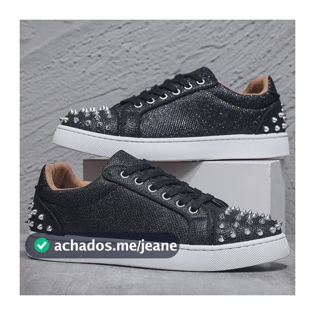 Tênis Esportivo Masculino Black Sliver Com Rebites E Diamant Black Sliver 42