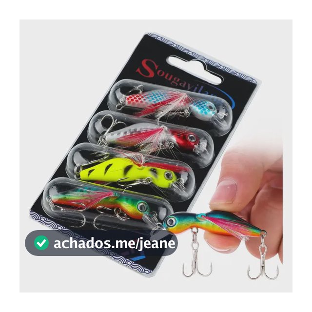Kit Com 4 Isca Artificial Meia Agua Tucunaré Dourado Traira