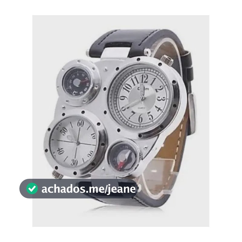 Relógio Bússola E Termômetro Militar Oulm Estilo Stile Preto Prata Branco