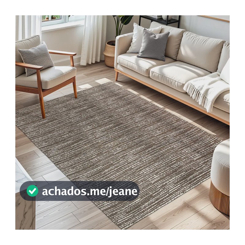 Tapete Rústico 1,40 x 2,00 Marrom Antiderrapante Lavável em Máquina Sem Pelo Decorativo Resistente Fácil Limpeza Sala Quarto Escritório