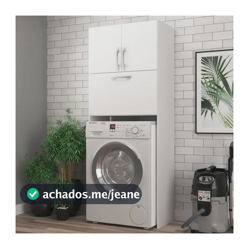 Armário Multiuso Lavanderia 3 Portas 2 Nichos Elite Branca Cor Branco